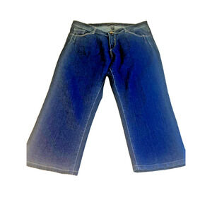 Ashley Stewart Capri Jeans Women's Plus Size 16W Blue Dark Wash Stretch 36w x22L